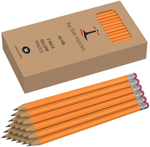 Bay State Importers #2 HB Pencils Bulk 100 Pack | Pre-Sharpened Yellow Wood Pencils with Erasers, Smooth Writing for School, Classroom, Teachers, Office, Exams & Drawing