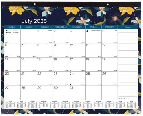 Blueline® Academic Monthly Desk Pad Calendar, 18 Months, July 2025 to December 2026, 22" x 17", Blossom Design (CA1716BD-26)