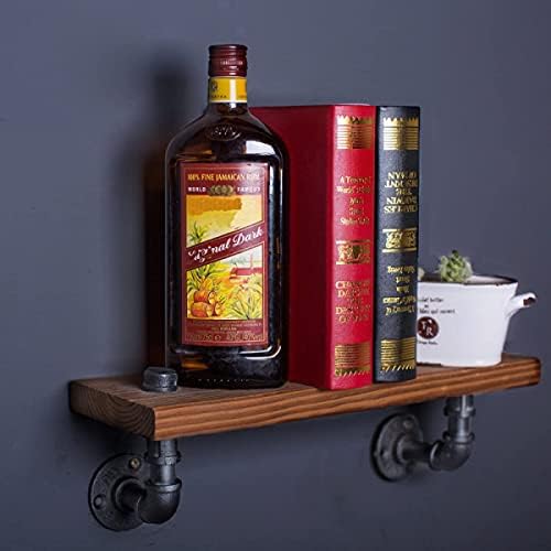 Storage Rack Storage Rack Storage Shelf Wood Wrought Iron Shelf Vintage Clapboard Creative Bookshelf Combination Wall Water Pipe Shelf Brown Double Layer Storage Shelf (Brown Three Layers Storage