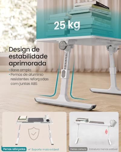 SONGMICS Laptop Bed Desk, Adjustable Lap Desk for Bed with 8 Heights