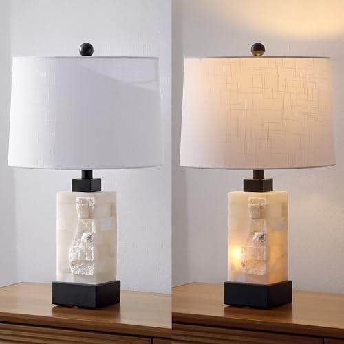 JONATHAN Y Eloise 2-Light Alabaster Table Lamp 23", White/Black