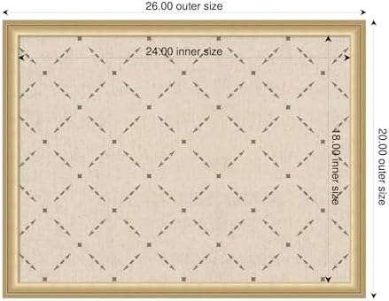 Kate and Laurel Framed Fabric Pinboard 26 x 20, Green Lattice Pattern Printed Linen Classic Bulletin Board for Use as a Vision Board or Wall Organization, Florence Gold Frame