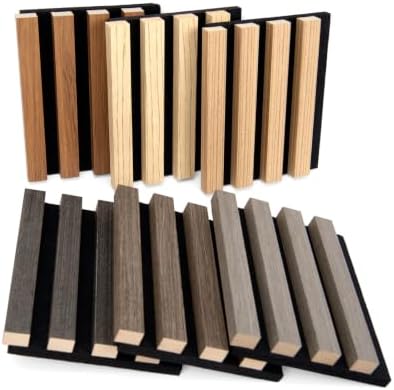 Art3d Soundproof Wood Slat Wall Panel, 6 x 4.7 in, 6 Sample Packs, 6 Colors