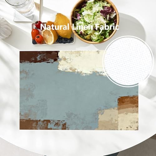 Batmerry Deep Grey Retro Oil Paint Placemats,Grey Abstract Oil Washable Linen Table Mats for Kitchen Table Double Insulation Decor Dining Set Indoor Outdoor 12X18 in Set of 4