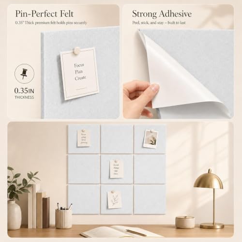 Felt Bulletin Board Tiles, Cork Board Alternative, 48 x 36 in