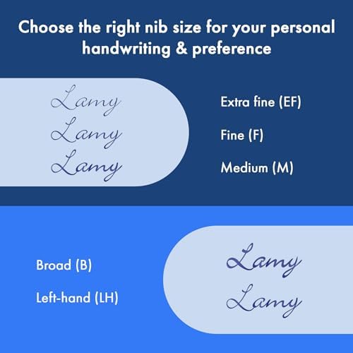 LAMY safari steel black - Fountain Pen with ergonomic grip & polished Left-Handed steel nib (LH) in size M - ideal for any Writing & Calligraphy - including LAMY T 10 blue cartridge