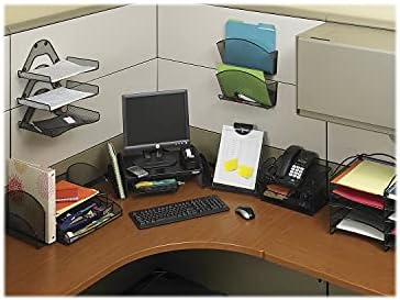 Safco Onyx Phone and Utility Tray with Drawer, Desktop Organizer, Durable Steel Mesh Construction, Black