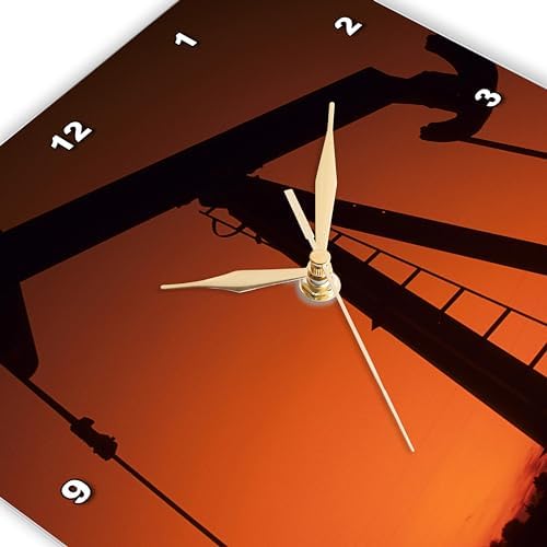 3dRose Wall Clock Silent - 15 inch - Industry, Oil rig, Tulsa, Oklahoma - US37 BBA0002 - Bill Bachmann - Industry