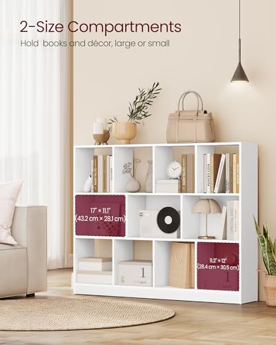 VASAGLE Bookshelf, 12 Cubes Storage Organizer, 49.6 x 9.4 x 39.4 Inches
