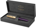 Parker 51 Fountain Pen | Deluxe Plum Barrel with Gold Trim | Fine 18k Gold Nib with Black Ink Cartridge | Gift Box