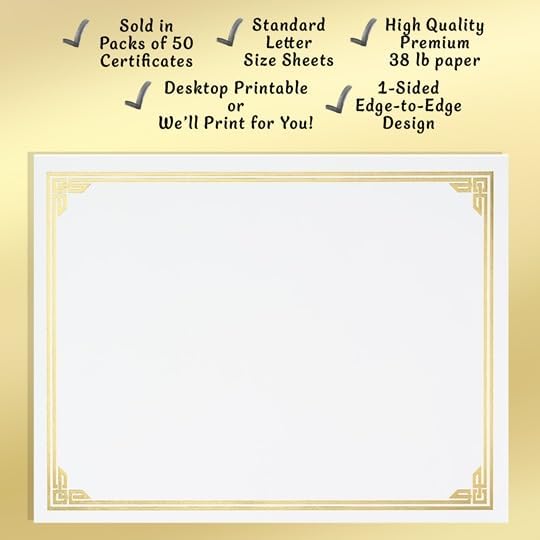 PaperDirect Copper on White Classic Specialty Certificates, 8½ x11, Foil Accents, 50 Count, Certificates And Awards Paper, For School, Work, Diplomas & Award Certificates