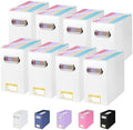 BALEINE 8PK File Organizer Box, Cardboard File Folder Organizer with Handle | Strong Corrugated Paper Core, Label Stickers for Identification, Hanging File Folder Organizer, Home Office Document Storage