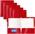 Better Office Products 2 Pocket Glossy Laminated RED Paper Folders, Letter Size, Paper Portfolios Box of 25 Red Folders