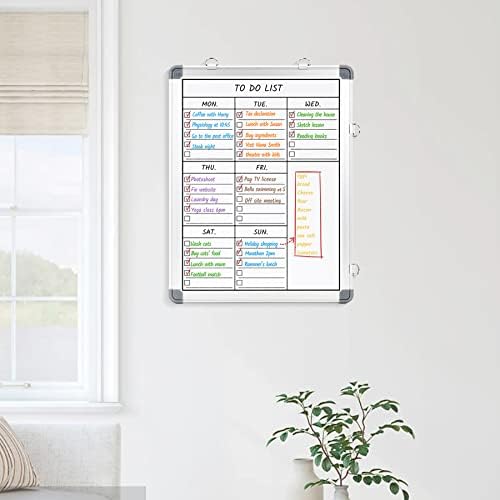 LUCYCAZ Weekly Dry Erase Board, 16" x 12" Magnetic Dry Erase Board for Wall, Hanging Double-Sided to Do List Whiteboard, Small Weekly Planning Board for School, Home, Office