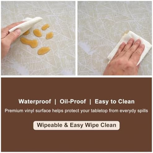 LIBERECOO Heavy Duty Vinyl Tablecloth with Flannel Backing Waterproof Oil-Proof Plastic Table Cloth Stain-Resistant Wipeable Rectangle or Square Table Cover for Indoor and Outdoor 60 x 84 Inch