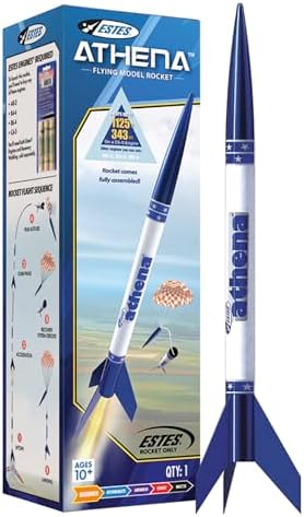 Estes 2452 Athena Rocket-Building Kit, Prebuilt Beginner Flying-Rocket Model Kit for Ages 10+, Blue