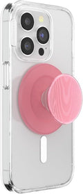 PopSockets Phone Grip for MagSafe, Magnetic Holder- Alum Moire Putty | Removable, For Kindle / Android / iPhone, With Magnet, Pink, Metal, Enamel, Top