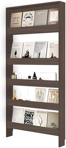 LINLIUA Behind the Door Bookshelf, 5 Shelf Behind Door Shelves with Storage, Space-Saving Wall Mount Narrow Bookcase Cabinet for Living Room Bedroom