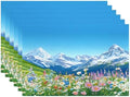 Batmerry Serene Environment Alpine Ry Linen Placemats Set of 6, Blooming Flora Mountainous Terrain Washable Table Mats for Kitchen Table Thickened Heat Insulation Dining Set Indoor Outdoor 12X18 in