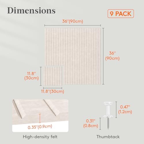 Lifewit Large Felt Bulletin Board with Self-Adhesive 36" x 36"- 9 Pack