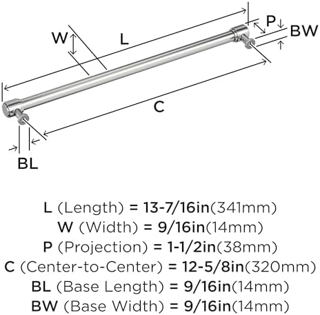 Amerock 12-5/8" Faircrest Polished Chrome Drawer Pull