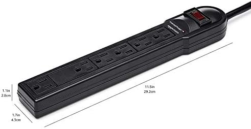 Amazon Basics Surge Protector Power Strip, 6-Outlet, 790 Joules, Circuit Breaker, LED Indicator Light, 6ft Extension Cord, Black