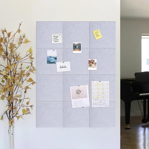 48" x 24" Cork Board Alternative, 8 Pack Felt Bulletin Board Tiles with 30 Adhesive Tabs Wall Push Pin Board for Office Classroom Bedroom Decor
