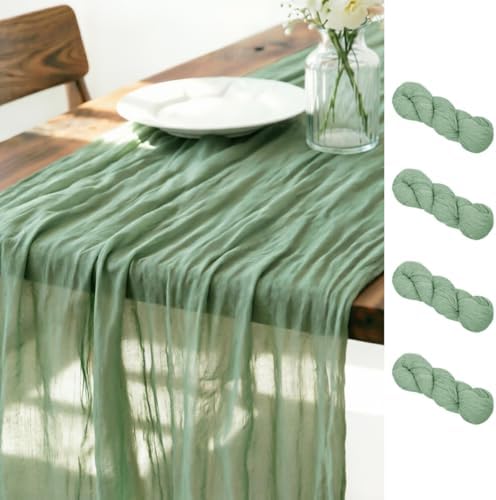 Sage Cheesecloth Table Runner Fall Boho Wedding Birthday Home Decor