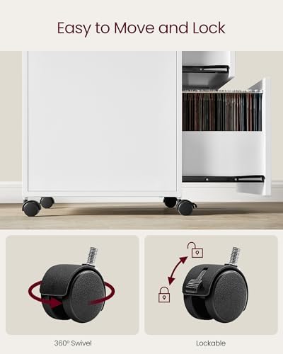VASAGLE 2 Drawer File Cabinet, Rolling Printer Stand