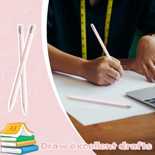 36 PCS Macaron Pink Colored Pencils with Eraser Pre Sharpened Pencil 2 HB - Ideal for Checking, Grading, Tests & Office/School Supplies