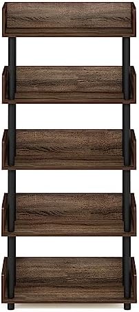 Furinno Turn-N-Tube 5-Tier Display Shelf, Open Frame, Walnut