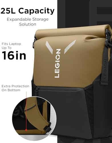 Lenovo Legion Gaming Laptop Backpack GB500, Expandable Capacity up to 25L, Fits 16-inch Laptops, Water Resistant