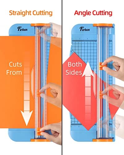 Firbon Blue A4 Paper Cutter Bundle with 5Pcs Mint Green Refill Blades, 12 Inch Paper Trimmer with Side Ruler for Scrapbooking, Craft, Coupon, Label, Cardstock