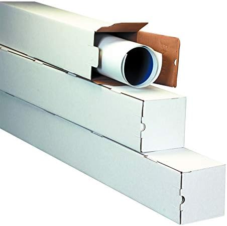 Top Pack Supply Square Mailing Tubes, 5" x 5" x 48", White (Pack of 25)