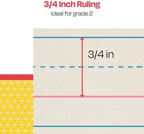 School Smart Zaner-Bloser Writing Paper, Handwriting Practice Lined Paper, Grade 2 Learning, 3/4 Inch Rule, 10-1/2 x 8 Inches, 500 Sheets