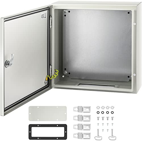 VEVOR NEMA Steel Enclosure, 16 x 16 x 6'' NEMA 4X Steel Electrical Box, IP66 Waterproof & Dustproof, Outdoor/Indoor Electrical Junction Box, with Mounting Plate