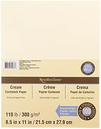 Recollections 100 Sheets Cream Heavyweight 8.5” x 11” Cardstock Paper - Acid and Lignin Free Paper for Scrapbooks, Arts & Crafts - 1 Pack