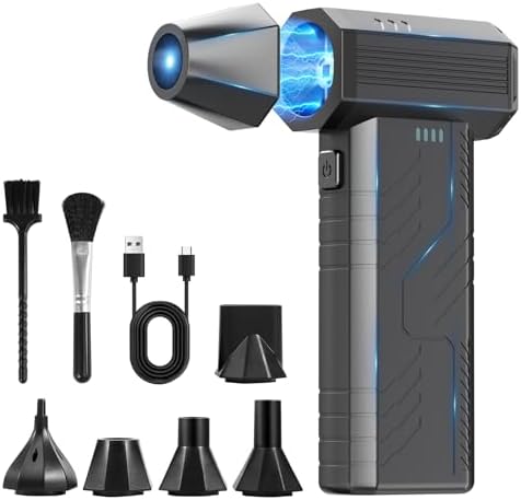 Compressed Air Duster, 8000mAh 130,000 RPM Keyboard Cleaner, Replace Compressed air can, Computer Accessories for Outdoors, PC, Electronics, Snow and Car Dust Off