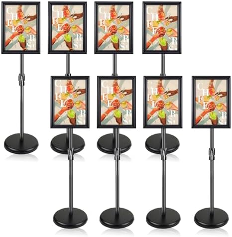 8.5x11 Sign Stands for Display, Adjustable Sign Holder Black 8-Pack