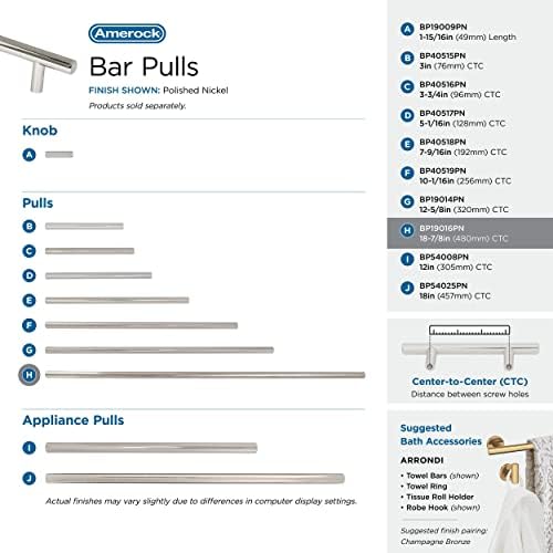 Amerock 18-7/8" Bar Pulls Polished Nickel Drawer Pull