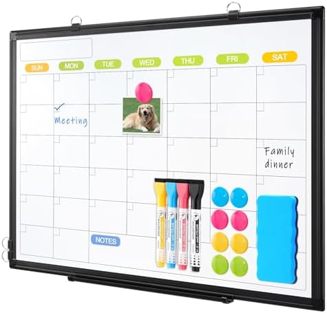 Dry Erase Calendar Whiteboard for Wall, 36" x 24" Monthly White Board