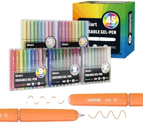 Erasable Gel Pens, 45 Colors, 0.6mm Fine Point