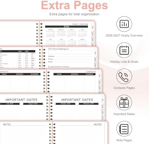 Planner 2026-2027, Weekly and Monthly Academic Planner, July 2026 - June 2027, Hardcover Calendar Agenda Book for School Year Planning, School Supplies for Teacher and Student, A5(6.3'' x 8.5'')