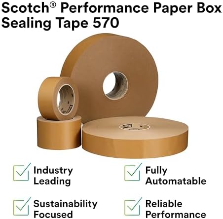 3M Scotch Performance Paper Box Sealing Tape 570, Brown, 2.8" x 547 yd