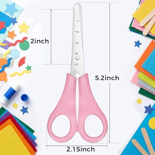 Honoson 150 Pack Student Scissors Bulk with Ruler Blade,Pink