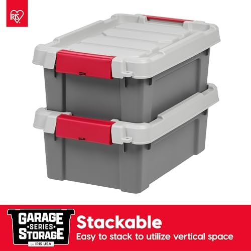 IRIS USA 5-Pack 3 Gal Heavy Duty Lockable Storage Totes with lids, Gray