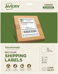 Avery® EcoFriendly Recycled Shipping Labels, 5.5" x 8.5" Half-Sheet Labels, White, Permanent Adhesive, Laser & Inkjet Printers, 20 Total, Great for Mailing, Product Merchandising, and More (48808)