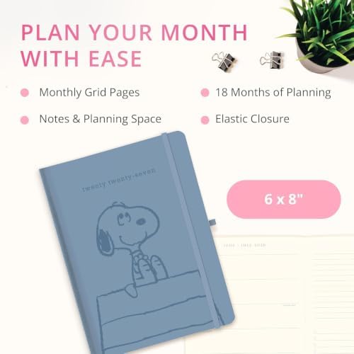 Graphique July 2026 – Dec. 2027 Planner | Peanuts | Weekly and Monthly Planner, 18 Months Calendar, Hardcover, 6” x 8”