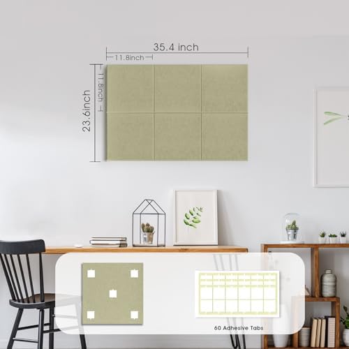 36" x 24" Large Felt Bulletin Board 1/2" Thick, Sage Green