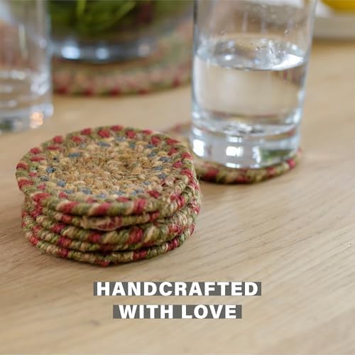 Homespice Azalea Braided Coasters for Primitive Decor, Round 4" Set of 6